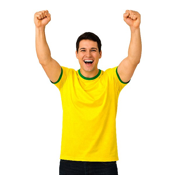 Camiseta Verde/Amarelo 100% Poliester