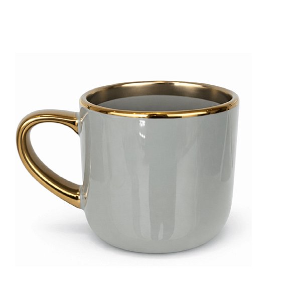 Caneca Imperial Borda e Alça Ouro - Cinza 400ml