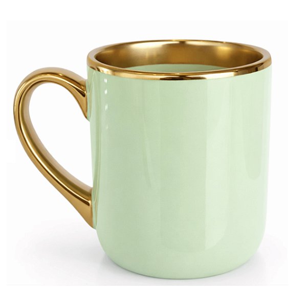 Caneca Imperial Borda e Alça Ouro - Verde Menta 325ml