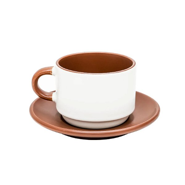Xicara 90ml Com Pires PETIT - Fosca Marrom