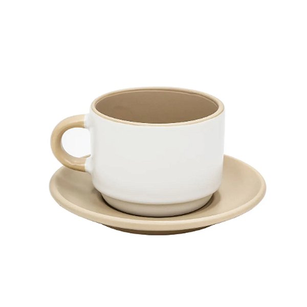 Xicara 90ml Com Pires PETIT - Fosca Bege