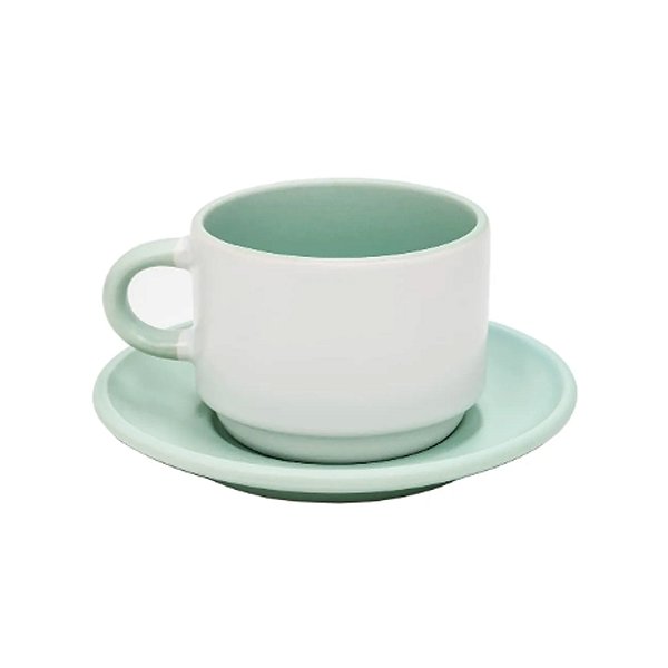 Xicara 90ml Com Pires PETIT - Fosca Verde Menta