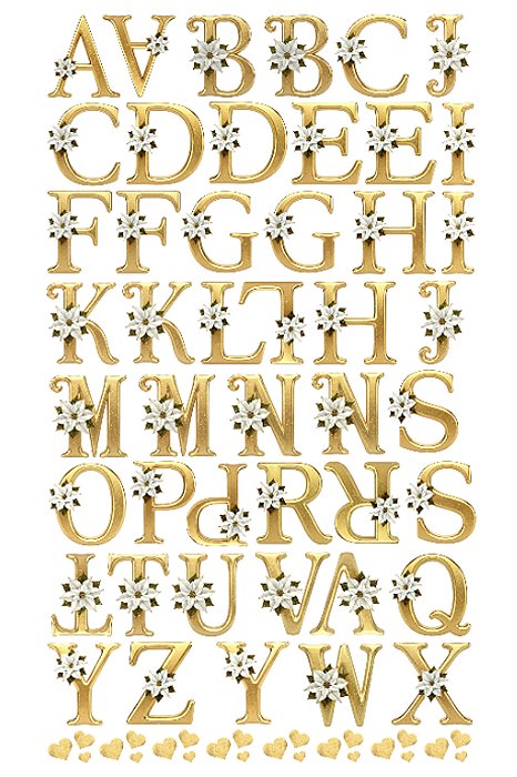 Impressão DTF UV - Alfabeto Floral Dourado - A3