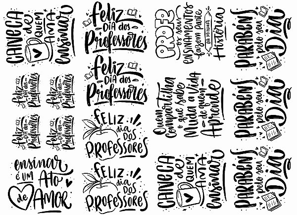 Impressão DTF UV - Dia dos Professores - A4 - Preto