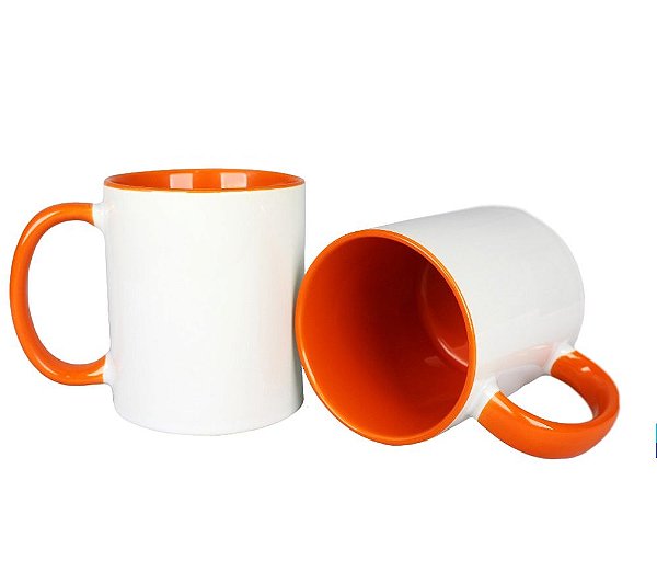 Caneca Alça e Interior Laranja