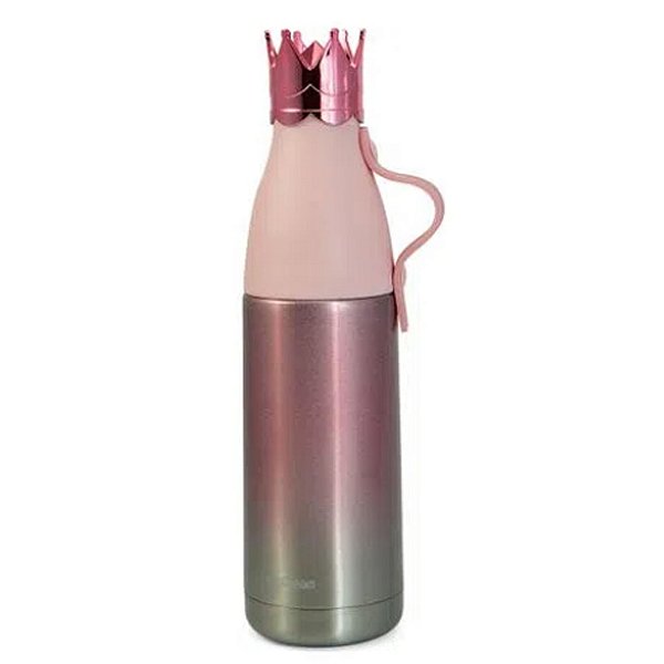 Garrafa Térmica Tampa Coroa com Parede Dupla ROSA - 350ml