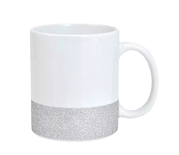 Caneca Faixa de Glitter Prata 325ml