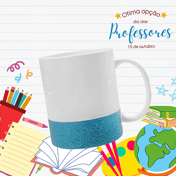 Caneca Faixa de Glitter Azul 325ml
