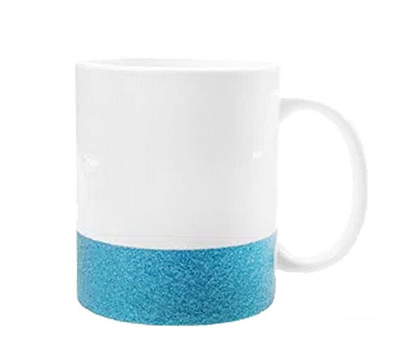 Caneca Faixa de Glitter Azul 325ml