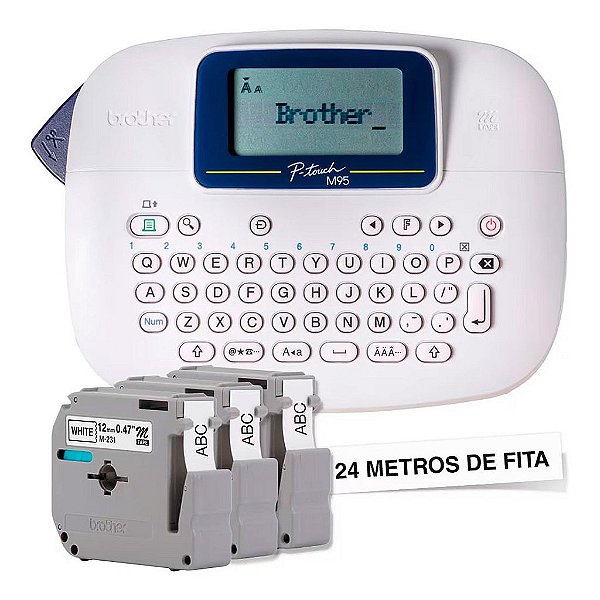 Rotulador Eletrônico Brother com 3 fitas Branco - PTM95WTBP
