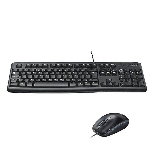 Kit Teclado e Mouse Logitech MK120 Preto USB 920-004429-C