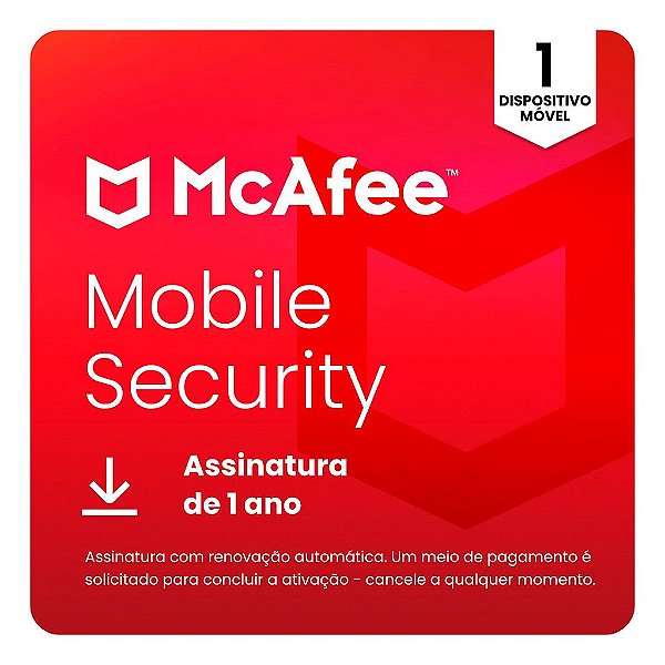 Mobile Security McAfee 1 dispositivo 1 ano Android e iOS ESD - MMB31BNR1