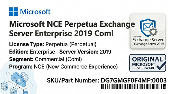 Licença Microsoft NCE Perpetua Exchange Server Enterprise 2019 dg7gmgf0f4mf-0003