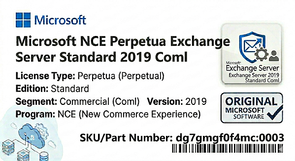 Licença Microsoft NCE Perpetua Exchange Server Standard 2019 Coml dg7gmgf0f4mc-0003