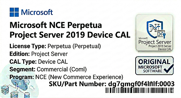 Licença Microsoft NCE Perpetua Project Server 2019 Device CAL Coml dg7gmgf0f4lf-0003