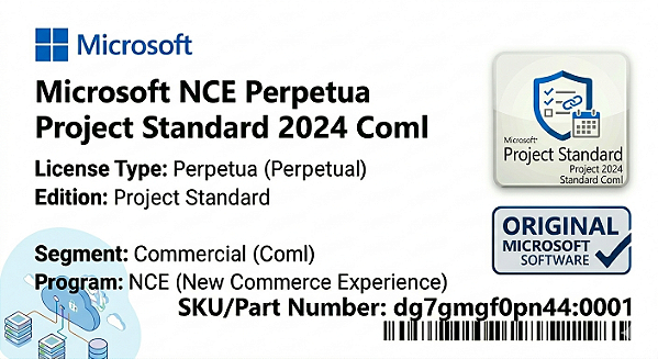 Licença Microsoft NCE Perpetua Project Standard 2024 Coml dg7gmgf0pn44-0001