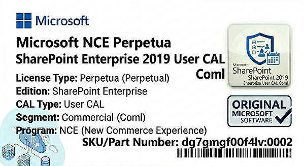 Licença Microsoft NCE Perpetua SharePoint Enterprise 2019 User CAL Coml dg7gmgf0f4lv-0002