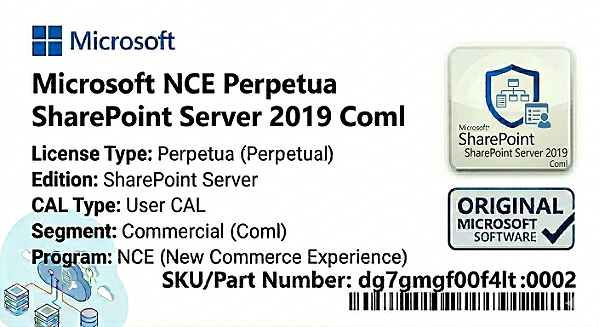 Licença Microsoft NCE Perpetua SharePoint Server 2019 Coml dg7gmgf0f4lt-0002