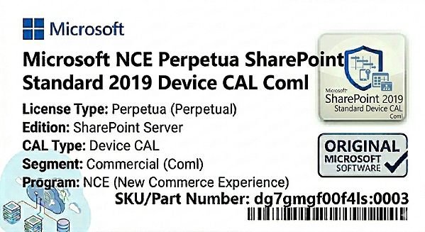 Licença Microsoft NCE Perpetua SharePoint Standard 2019 Device CAL Coml dg7gmgf0f4ls-0003
