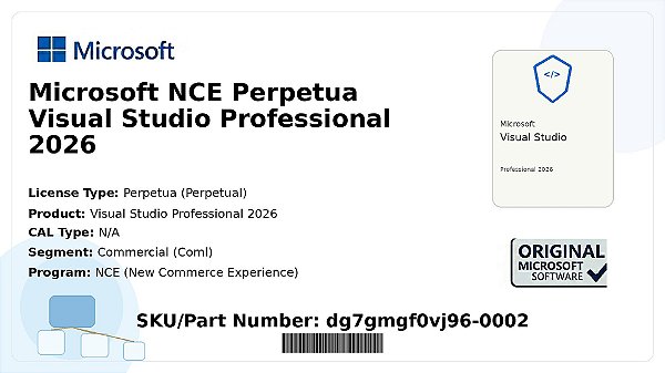 Licença Microsoft NCE Perpetua Visual Studio Professional 2026 Coml dg7gmgf0vj96-0002