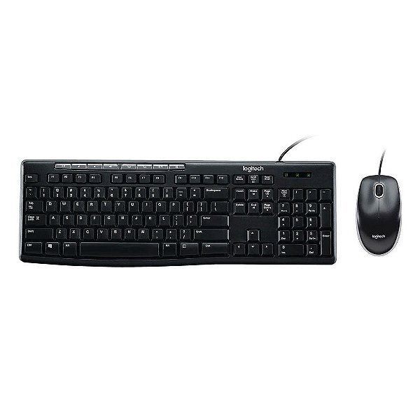 Kit Teclado e Mouse Logitech MK200 Cinza USB - 920-002718-C