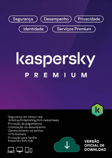 Kaspersky Antivirus Premium 2024 + Suporte BR 1 Dispositivo 1 Ano ESD