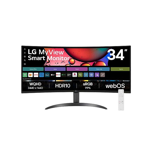 Monitor LG MyView Smart 34" Curvo WQHD VA 100Hz 5ms - 34SR60QC-B - 34sr60qc-b-awzm
