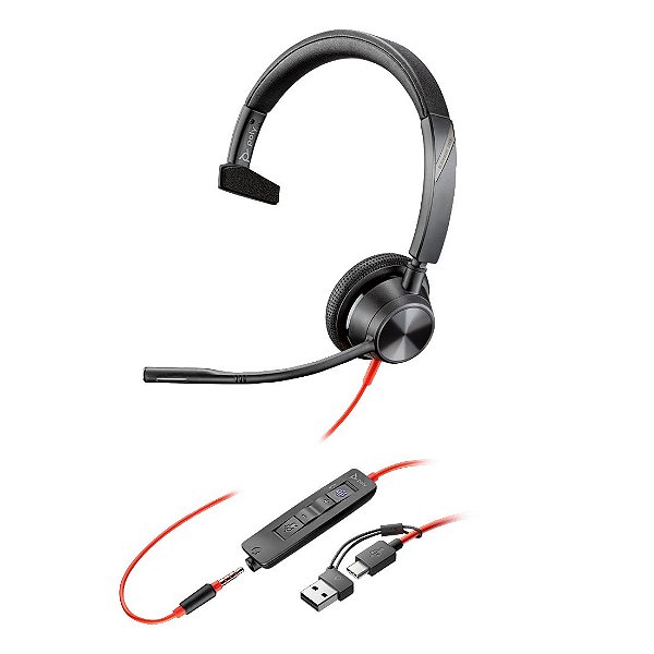 Headset HP Poly Blackwire C3315 Mono Microsoft Teams USB-C - 8x218aa
