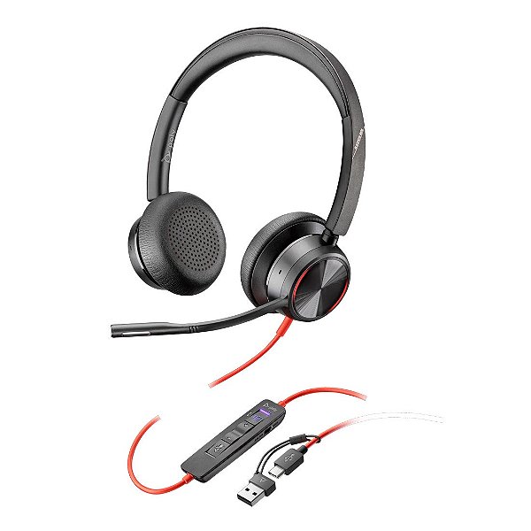 Headset HP Poly Blackwire 8225 Teams Estéreo USB-A/USB-C - 8x225aa