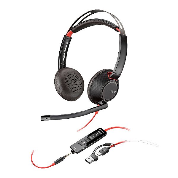 Headset HP Poly Blackwire 5220 Stereo USB-A/C Preto - 8x231aa