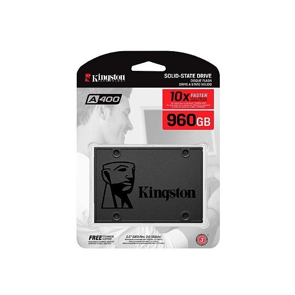 SSD Kingston 960GB SA400 SATA3 2,5 7MM Leitura 500MB/S Gravacao 450MB/S - Sa400s37-960g
