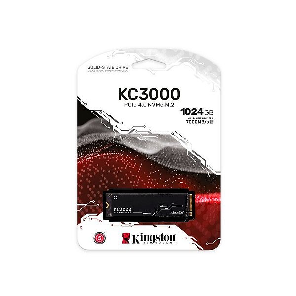 SSD Kingston 1TB KC3000 M.2 2280 Nvme Pcie 4.0 Leitura 7000MB/S Gravacao 6000MB/S - skc3000s-1024g