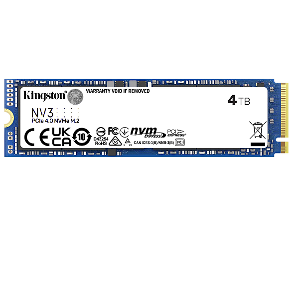 SSD Kingston 4TB NV3 M.2 2280 Nvme Pcie 4.0 Leitura 6000MB/S Gravacao 5000MB/S - Snv3s-4000g