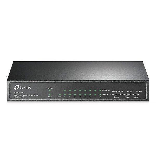 Switch TP-LINK de Mesa Fast Ethernet com 9 Portas (8 Portas PoE+) - tl-sf1009p
