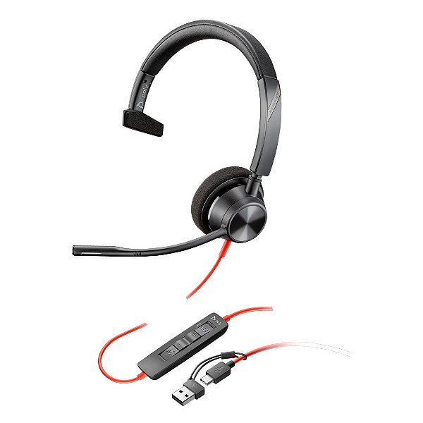 Headset HP Poly Blackwire 3310 Microsoft Teams USB-C/A - 8x216aa