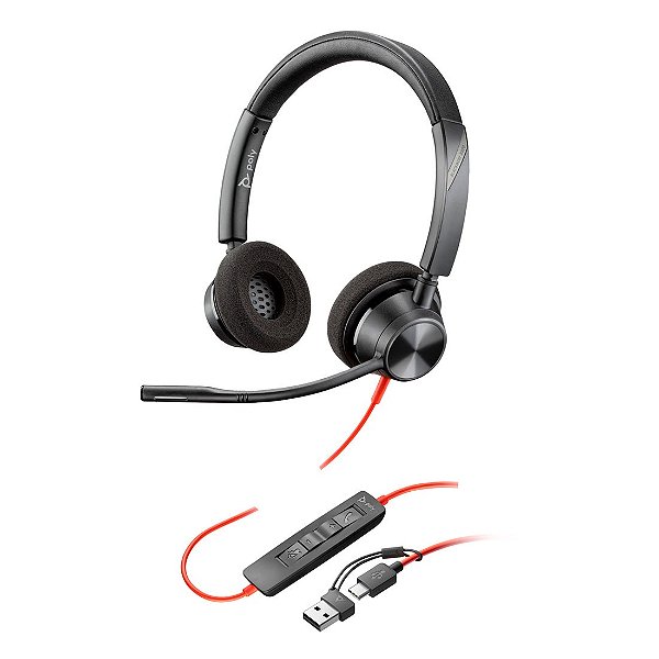 Headset HP Poly Blackwire C3320 USB-C/A Preto - 8x219aa