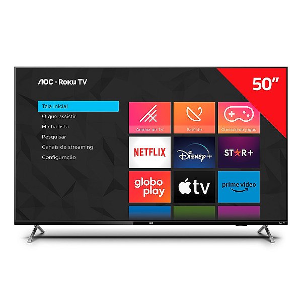 Smart TV 50" AOC Roku 4K UHD Wi-Fi HDMI - 50u6125-78g
