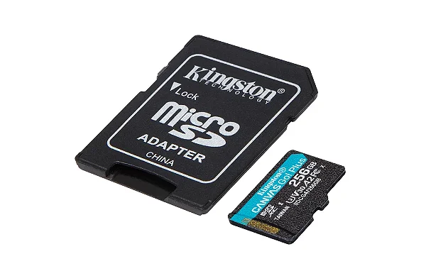 Cartao de Memoria Kingston Micro Sd 256GB Canvas Go Plus CLASSE0 C/ Adaptador Leitura 200MB/S Gravação 160MB/S - SDCG4 - sdcg4-256gb