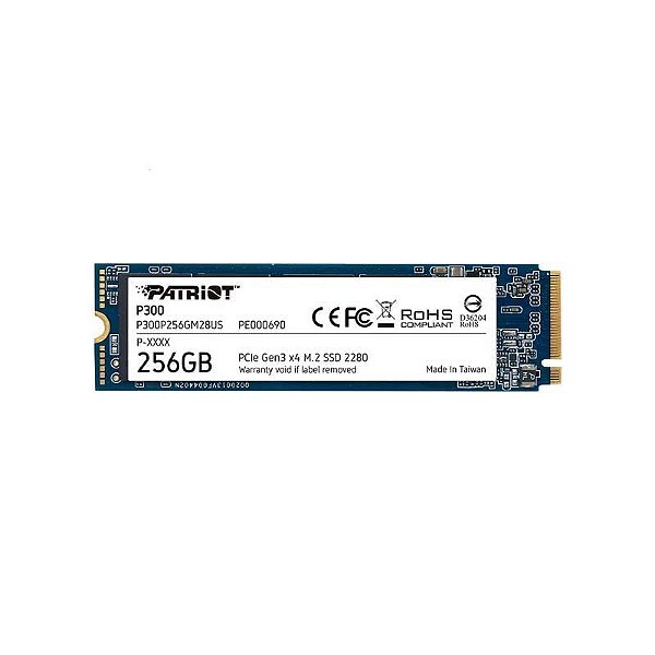 SSD Patriot P300 256GB M.2 2280 Nvme Pcie Gen 3 X4 Leitura 1700MB/S Gravacao 1100MB/S - p300p256gm28