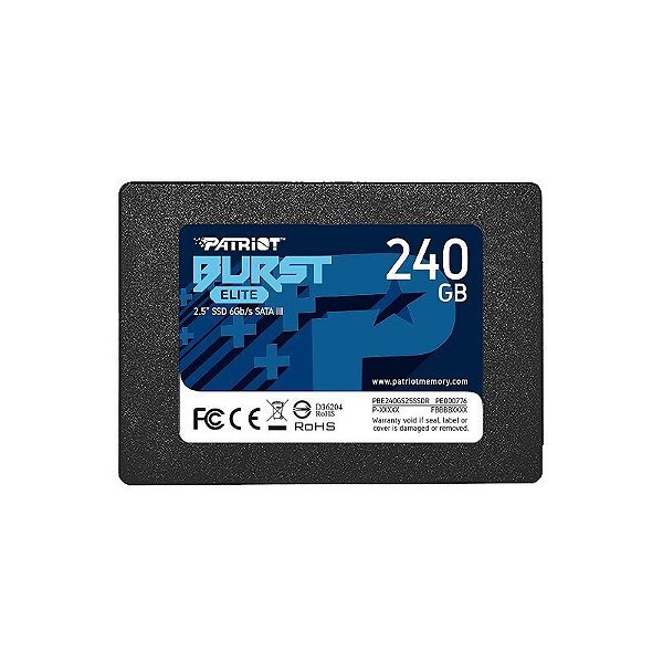 SSD Patriot Burst Elite 240GB SATA3 2,5 7MM Leitura 450MB/S Gravacao 320MB/S - pbe240gs25ssdr
