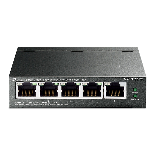 Switch Tp-Link Omada 5 Pts Gigabit Nao Gerenciavel 4P POE+ - tl-sg105pe
