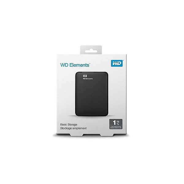 Hd Externo 1TB Western Digital Elements Preto USB 3.0 - wdbuzg0010bbk