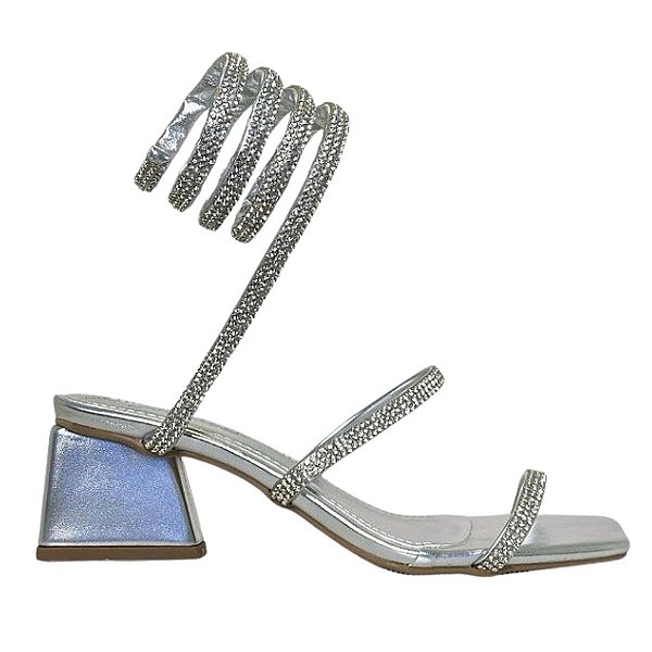 Lauren II sandália prata strass