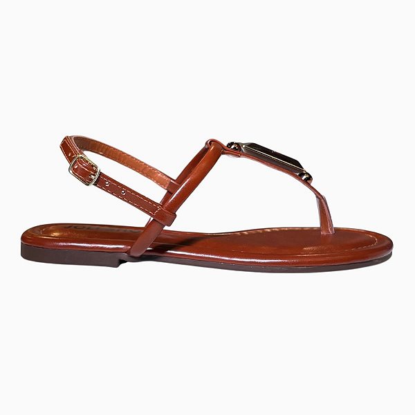 Lara rasteira com pedra artesanal camel