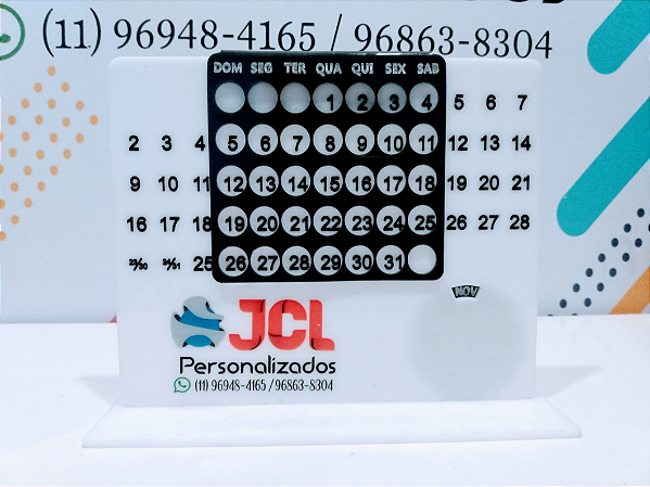 Calendário de Mesa Permanente em Acrílico
