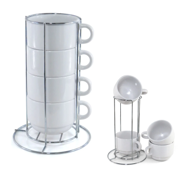 Kit 4 Xicarás de 200ml e Suporte de Meta