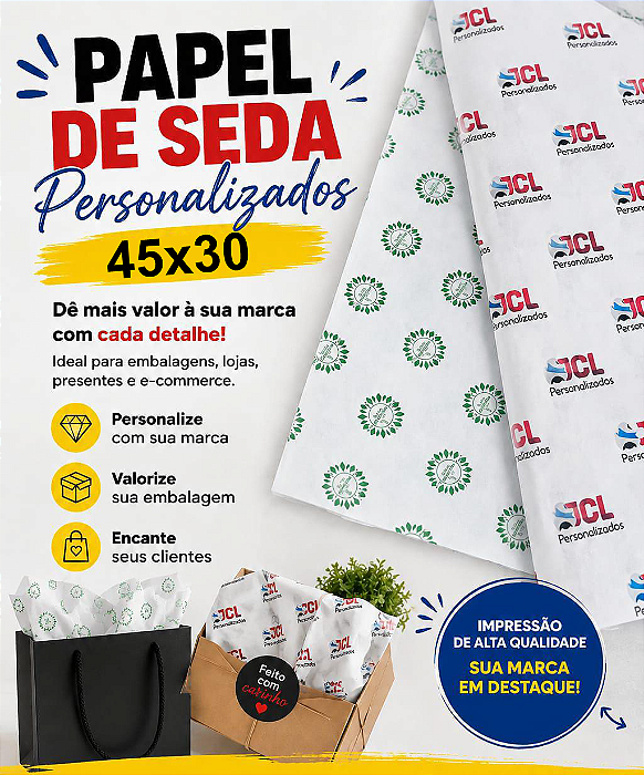 Papel Seda Personalizado em Folhas 45 x 30cm