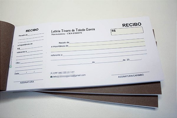 Bloco recibo 9x20cm 4 unid