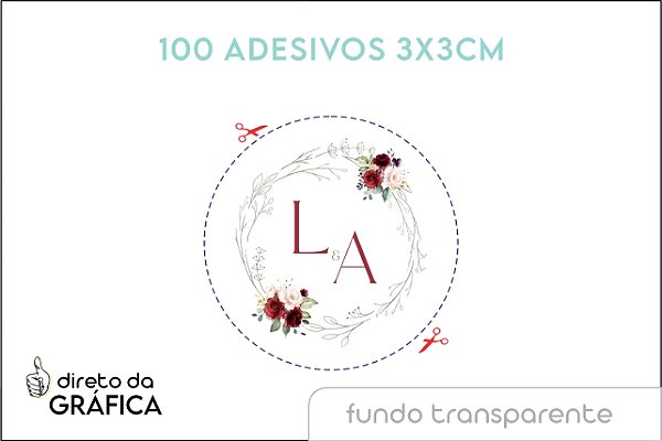 Adesivo 3x3cm 100 unid transp