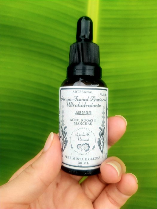 Sérum Facial Antiacne Com Niacinamida Ultra Hidratante Livre de Óleo Natural Vegano 30 ml